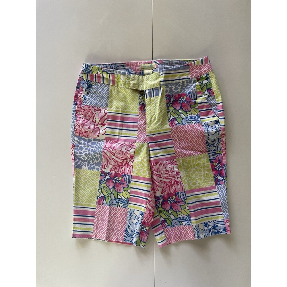 Women’s Size 6 Caribbean Joe Patchwork Pattern Bermuda Shorts with Pockets